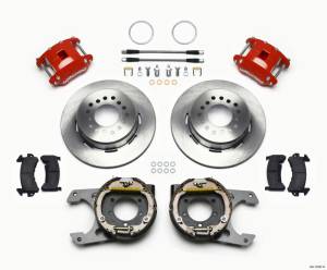 Wilwood D154 P/S Park Brake Kit Red Jeep Dana 35 2.56 Off 5-lug w/ lines