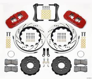 Wilwood AERO6 Front Hat Kit 14.00 Drilled Red 2005-2014 Mustang w/ BMR Suspn. w/Lines